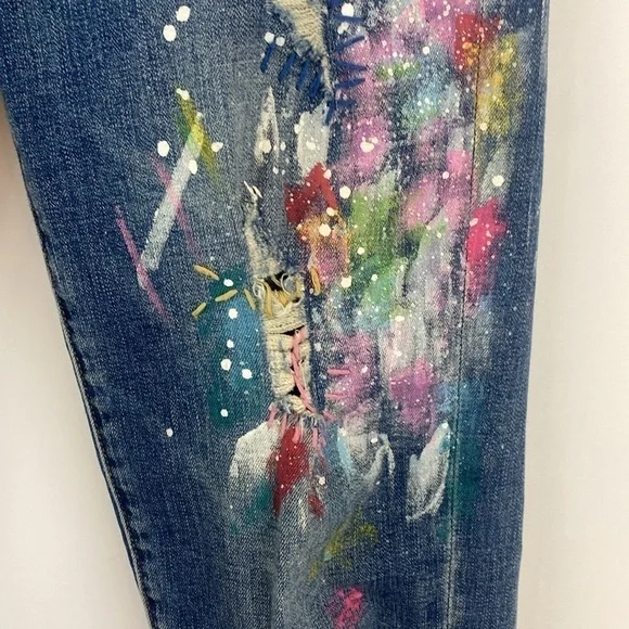 Cotton Denim Paint Splatter Art - Picture 5 of 16